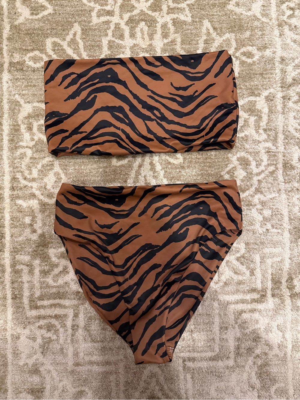Buddy Love Brown and Black Tiger Stripe Bandeau Bikini Set